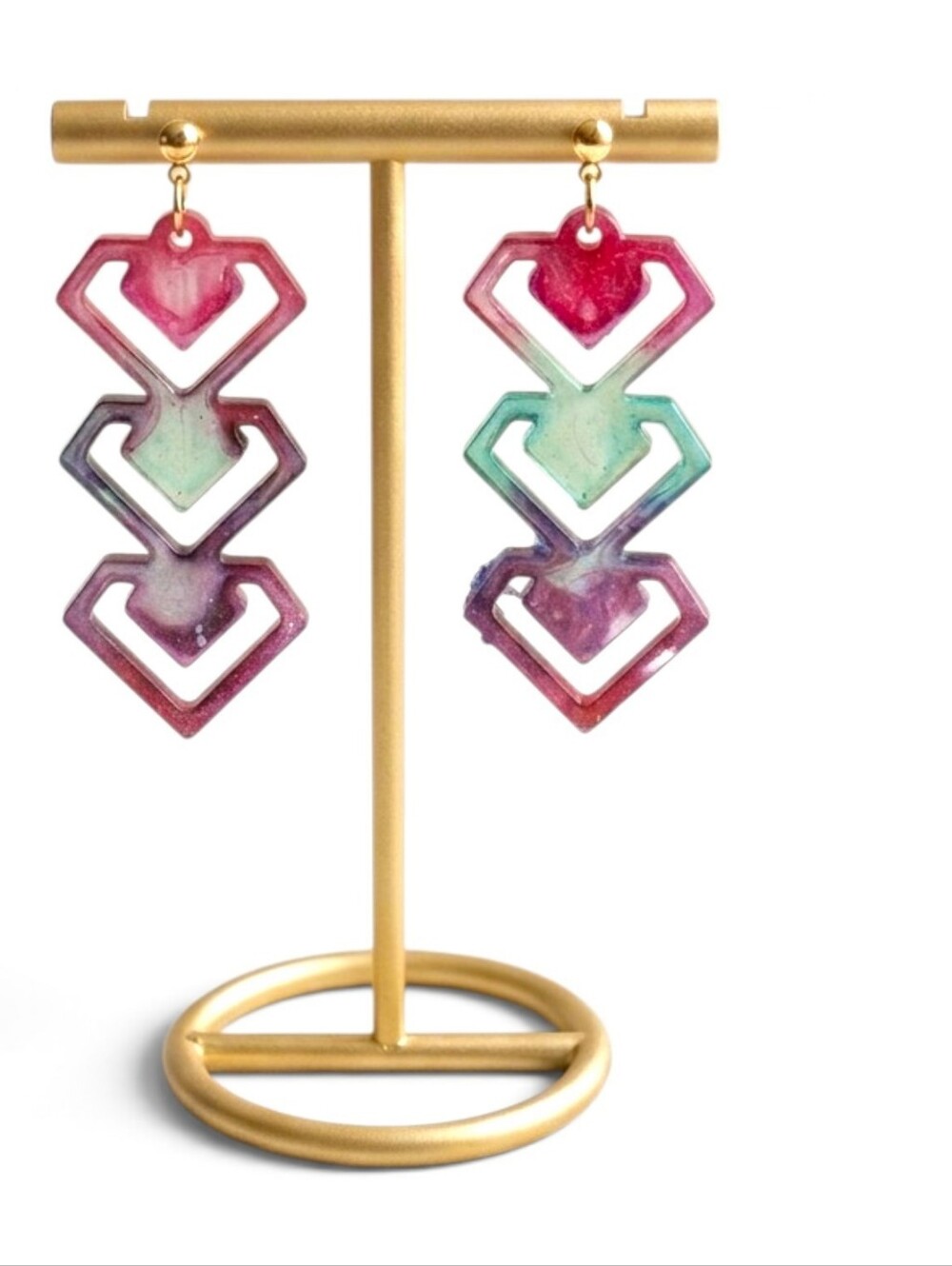 Boho Geometric Resin Drop Earrings [Hypoallergenic Posts]